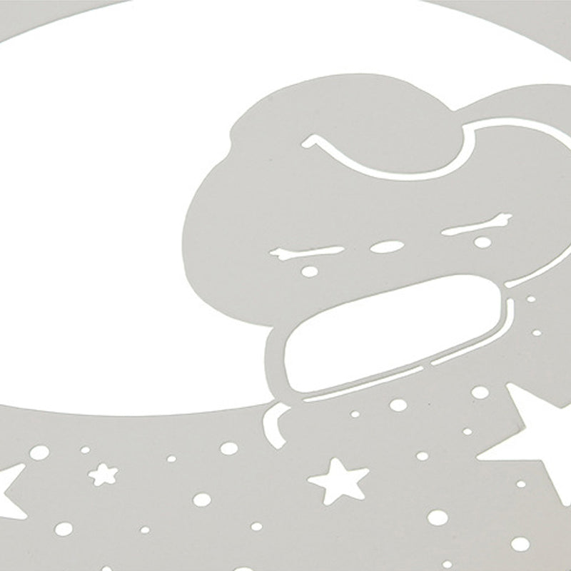 Starry Kindergarten LED Ceiling Lamp with Bunny Moon Acrylic Animal Ceiling Mount Light in White Clearhalo 'Ceiling Lights' 'Close To Ceiling Lights' 'Close to ceiling' 'Flush mount' Lighting' 197506