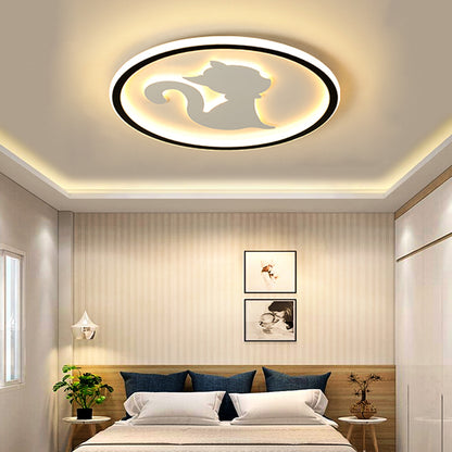 Acrylic Kitten LED Ceiling Fixture Animal LED Ceiling Mount Light for Bedroom Nursing Room White Warm Clearhalo 'Ceiling Lights' 'Close To Ceiling Lights' 'Close to ceiling' 'Flush mount' Lighting' 197536