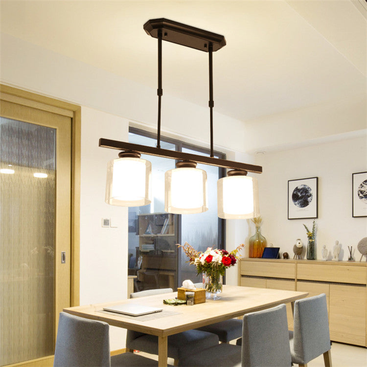 3/4-Light Cylinder Island Lamp Modern Black/Silver Clear Glass Pendant Light Fixture for Kitchen Clearhalo 'Ceiling Lights' 'Close To Ceiling Lights' 'Glass shade' 'Glass' 'Island Lights' Lighting' 19761