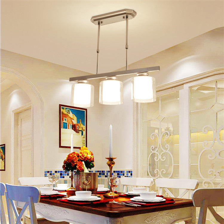 3/4-Light Cylinder Island Lamp Modern Black/Silver Clear Glass Pendant Light Fixture for Kitchen Clearhalo 'Ceiling Lights' 'Close To Ceiling Lights' 'Glass shade' 'Glass' 'Island Lights' Lighting' 19763