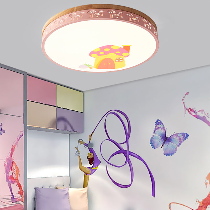 Circle for Kindergarten Ceiling Light Ceiling Light Modern Flush Mount Ceiling Fixture Pink Clearhalo 'Ceiling Lights' 'Close To Ceiling Lights' 'Close to ceiling' 'Flush mount' Lighting' 197654