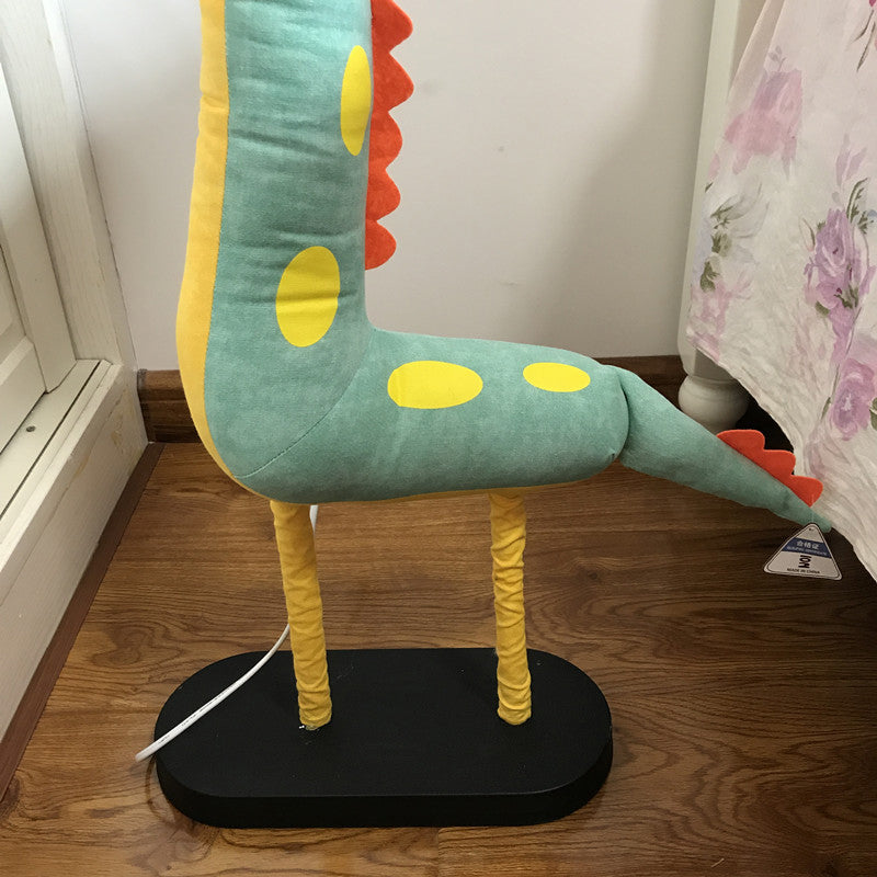 Dinosaur Bedside Floor Lamp with Tapered Shade Fabric One Light Cartoon Floor Light in Green Clearhalo 'Floor Lamps' 'Lamps' Lighting' 197864