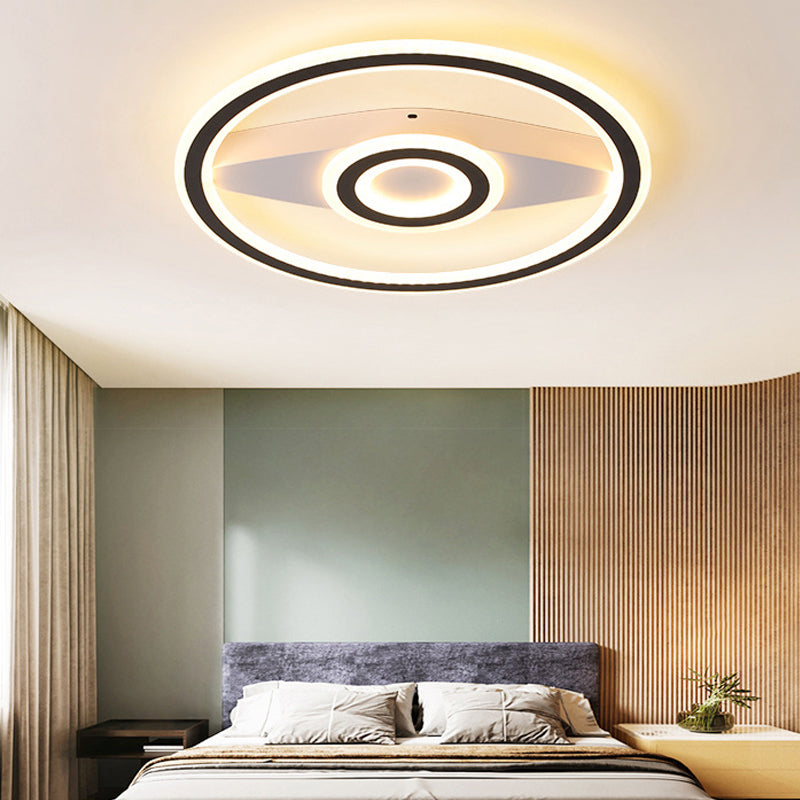 Acrylic Circular LED Ceiling Mount Light Modern Eye-Caring Ceiling Fixture in Black for Living Room Black Clearhalo 'Ceiling Lights' 'Close To Ceiling Lights' 'Close to ceiling' 'Flush mount' Lighting' 197872