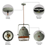 Wrought Iron Bell/Dome Shade Pendant Lighting Industrial 1 Light Living Room Hanging Lamp with Wire Guard in Grey Clearhalo 'Art Deco Pendants' 'Cast Iron' 'Ceiling Lights' 'Ceramic' 'Crystal' 'Industrial Pendants' 'Industrial' 'Metal' 'Middle Century Pendants' 'Pendant Lights' 'Pendants' 'Tiffany' Lighting' 19798