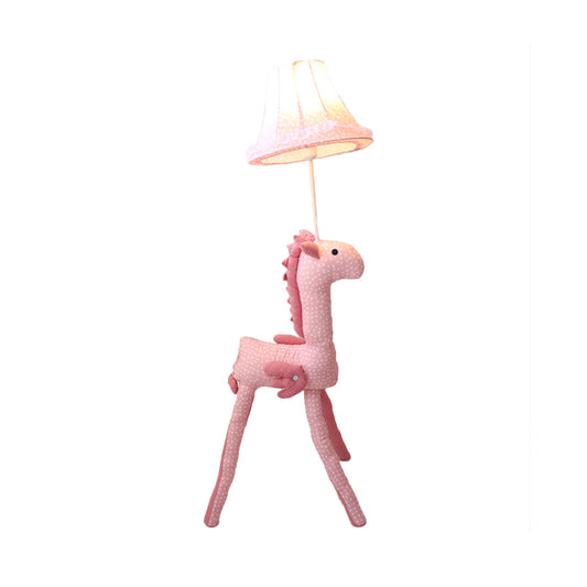 Cartoon House Floor Lamp with Bell Shade 1 Light Fabric Floor Light in Pink for Kids Bedroom Clearhalo 'Floor Lamps' 'Lamps' Lighting' 198041