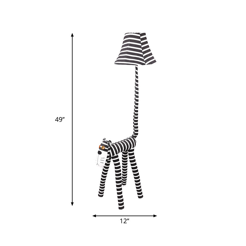 Creative Stripe Cat Floor Lamp with Shade Fabric Single Light Black Floor Light for Dining Room Clearhalo 'Floor Lamps' 'Lamps' Lighting' 198048