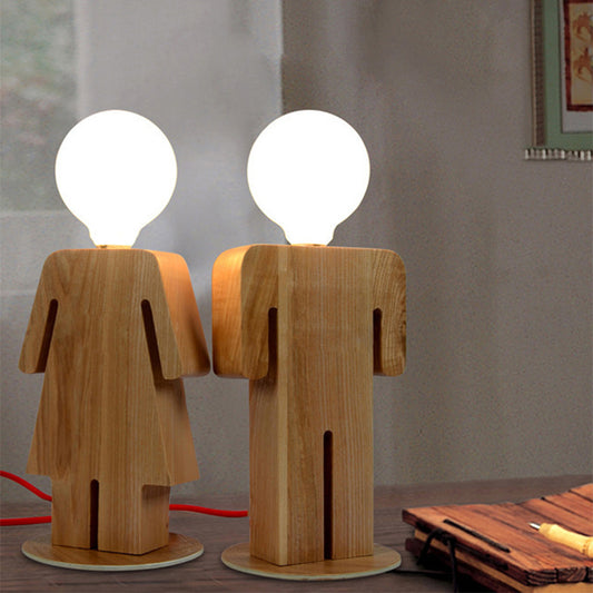 People Study Room Desk Light Wood 1 Head Modern Plug In Desk Lamp in Beige Clearhalo 'Lamps' 'Table Lamps' Lighting' 198074