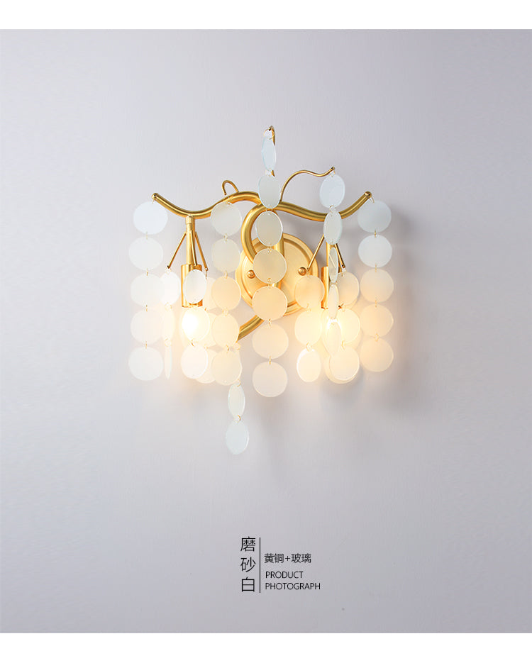 Modernism Branch Wall Light Fixture Metal 2-Head Bedroom Sconce Lighting in Brass with White/Pink/Blue Crystal Deco White Clearhalo 'Wall Lamps & Sconces' 'Wall Lights' Lighting' 1981703