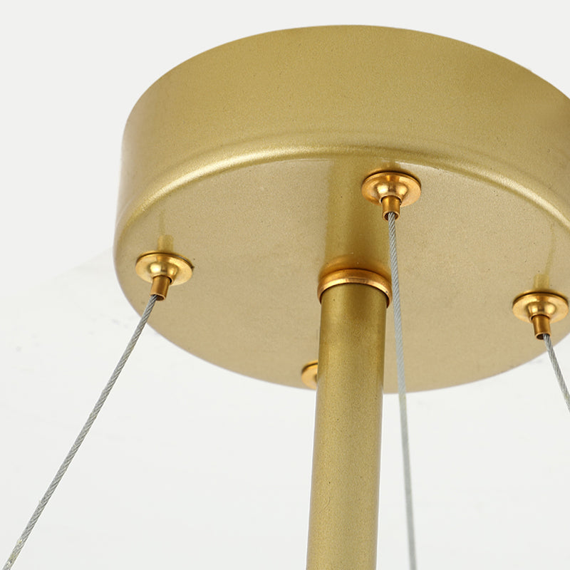 Crown Chandelier Lamp Simplicity Metal 3/4/6 Lights Bedroom Pendant Lighting in Brass with Crystal Drop, 12"/18"/23.5" W Clearhalo 'Ceiling Lights' 'Chandeliers' 'Modern Chandeliers' 'Modern' Lighting' 1981717