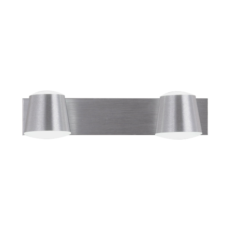 Tapered Living Room Vanity Sconce Simple Style Metal 1/2/3 Heads Silver Wall Light Fixture in Warm/White Light Clearhalo 'Wall Lamps & Sconces' 'Wall Lights' Lighting' 1981727
