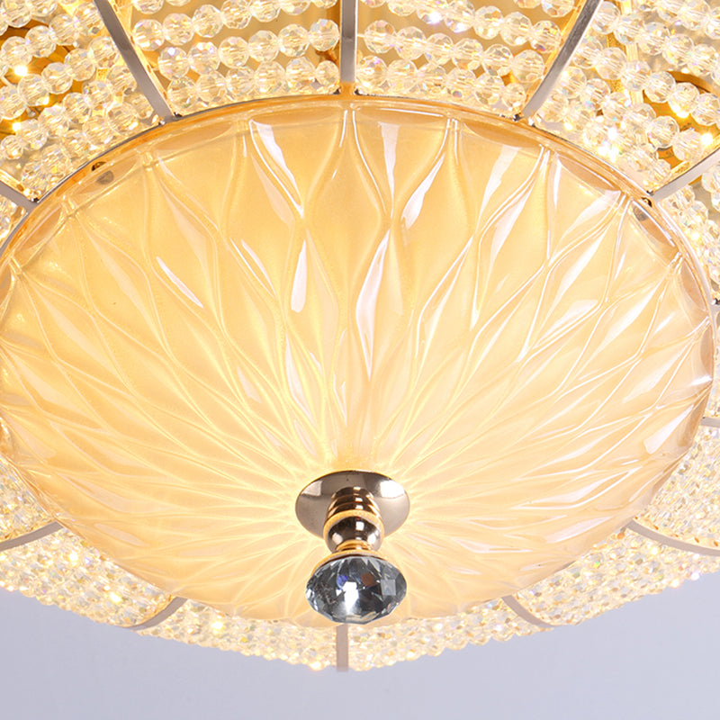Minimalist Flower Ceiling Mount Crystal 14"/19.5"/23.5" Wide LED Bedroom Flush Mount Lighting in Gold for Bedroom, White/Yellow Light Clearhalo 'Ceiling Lights' 'Close To Ceiling Lights' 'Close to ceiling' 'Flush mount' Lighting' 1981759