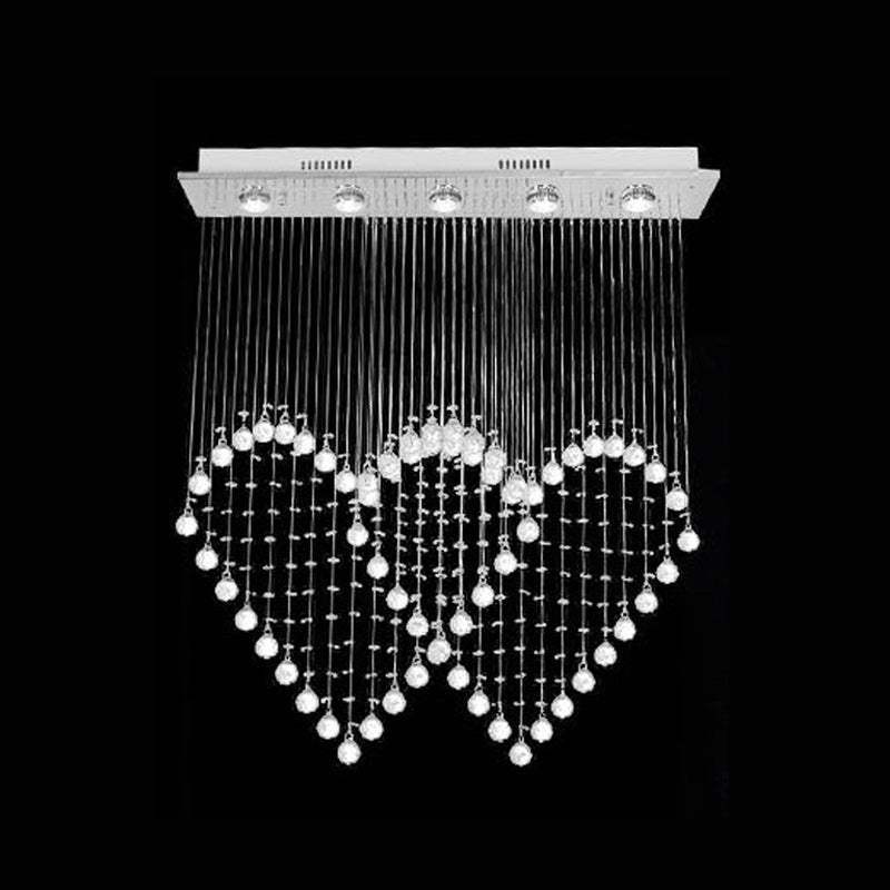 Modern Heart Shaped Flush Light 3/5/6 Heads Clear Crystal Flush Mount Ceiling Light Fixture in Stainless Steel Clearhalo 'Ceiling Lights' 'Close To Ceiling Lights' 'Close to ceiling' 'Flush mount' Lighting' 1981778