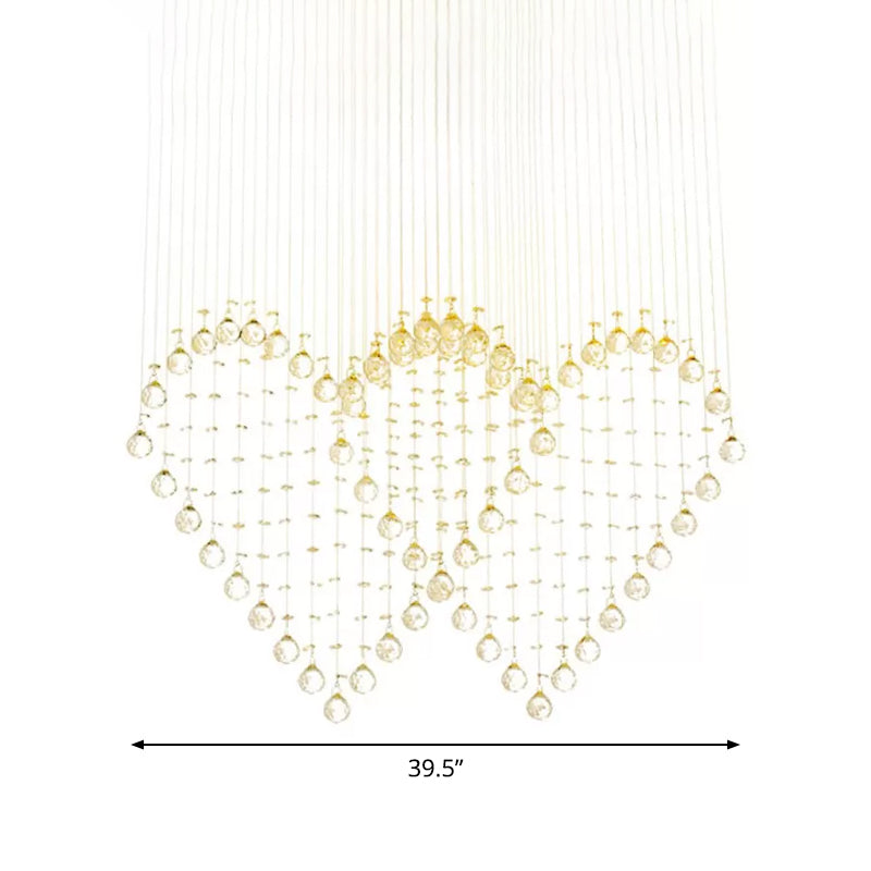 Modern Heart Shaped Flush Light 3/5/6 Heads Clear Crystal Flush Mount Ceiling Light Fixture in Stainless Steel Clearhalo 'Ceiling Lights' 'Close To Ceiling Lights' 'Close to ceiling' 'Flush mount' Lighting' 1981783