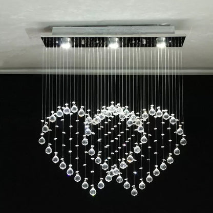 Modern Heart Shaped Flush Light 3/5/6 Heads Clear Crystal Flush Mount Ceiling Light Fixture in Stainless Steel 3 Stainless-Steel Clearhalo 'Ceiling Lights' 'Close To Ceiling Lights' 'Close to ceiling' 'Flush mount' Lighting' 1981784