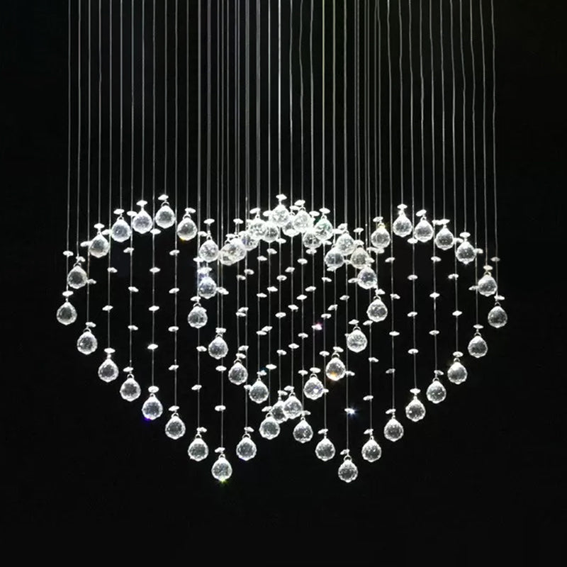 Modern Heart Shaped Flush Light 3/5/6 Heads Clear Crystal Flush Mount Ceiling Light Fixture in Stainless Steel Clearhalo 'Ceiling Lights' 'Close To Ceiling Lights' 'Close to ceiling' 'Flush mount' Lighting' 1981785