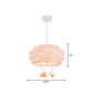 Drum Chandelier Modern Style Feather 3/4/5-Head White Pendant Light with Amber Bird Decor, 16"/19.5"/31.5" Width Clearhalo 'Ceiling Lights' 'Chandeliers' 'Modern Chandeliers' 'Modern' Lighting' 1981803