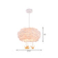 Drum Chandelier Modern Style Feather 3/4/5-Head White Pendant Light with Amber Bird Decor, 16"/19.5"/31.5" Width Clearhalo 'Ceiling Lights' 'Chandeliers' 'Modern Chandeliers' 'Modern' Lighting' 1981804