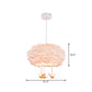 Drum Chandelier Modern Style Feather 3/4/5-Head White Pendant Light with Amber Bird Decor, 16"/19.5"/31.5" Width Clearhalo 'Ceiling Lights' 'Chandeliers' 'Modern Chandeliers' 'Modern' Lighting' 1981805