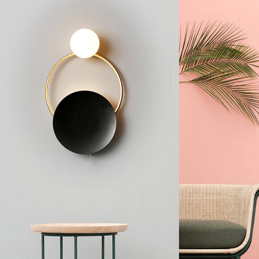 Postmodern Orbit/Ellipse/Circle Wall Lamp Metal 1 Light Living Room Wall Mounted Lighting in Gold Gold F Clearhalo 'Cast Iron' 'Glass' 'Industrial' 'Modern wall lights' 'Modern' 'Tiffany' 'Traditional wall lights' 'Wall Lamps & Sconces' 'Wall Lights' Lighting' 1981868