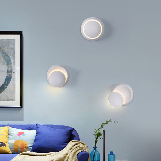 Moveable Moon Wall Light Nordic Metal Black/White/Pink LED Flush Mount Wall Sconce in White/Yellow Light White Clearhalo 'Cast Iron' 'Glass' 'Industrial' 'Modern wall lights' 'Modern' 'Tiffany' 'Traditional wall lights' 'Wall Lamps & Sconces' 'Wall Lights' Lighting' 1981882