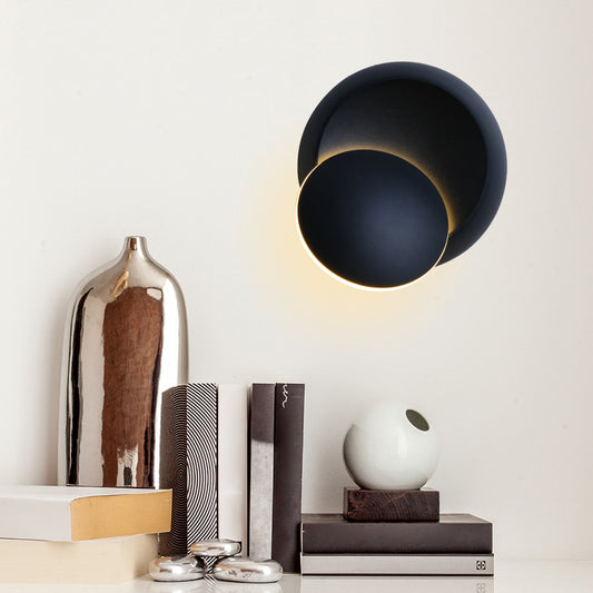 Moveable Moon Wall Light Nordic Metal Black/White/Pink LED Flush Mount Wall Sconce in White/Yellow Light Black Clearhalo 'Cast Iron' 'Glass' 'Industrial' 'Modern wall lights' 'Modern' 'Tiffany' 'Traditional wall lights' 'Wall Lamps & Sconces' 'Wall Lights' Lighting' 1981887