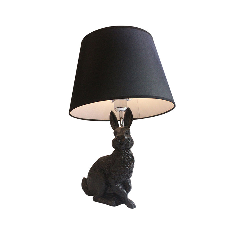 Resin Bunny Desk Light with Tapered Shade Study Room 1 Light Animal Desk Lamp in Black Clearhalo 'Lamps' 'Table Lamps' Lighting' 198190