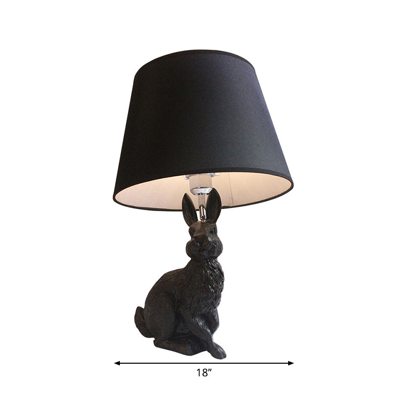 Resin Bunny Desk Light with Tapered Shade Study Room 1 Light Animal Desk Lamp in Black Clearhalo 'Lamps' 'Table Lamps' Lighting' 198191