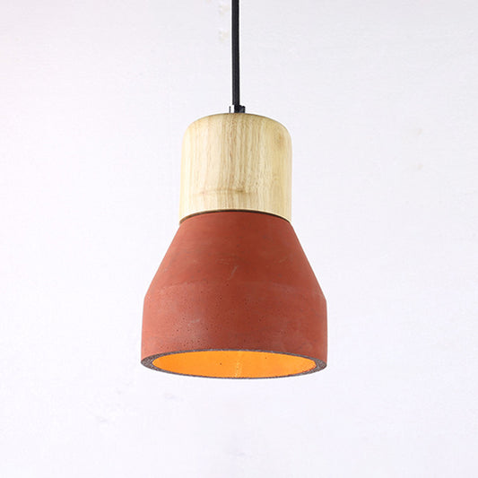 Cement Bottle Pendant Lighting Nordic 1-Light Restaurant Suspension Light in Grey/Red/Green Red Clearhalo 'Ceiling Lights' 'Industrial Pendants' 'Industrial' 'Middle Century Pendants' 'Pendant Lights' 'Pendants' 'Tiffany' Lighting' 1981966