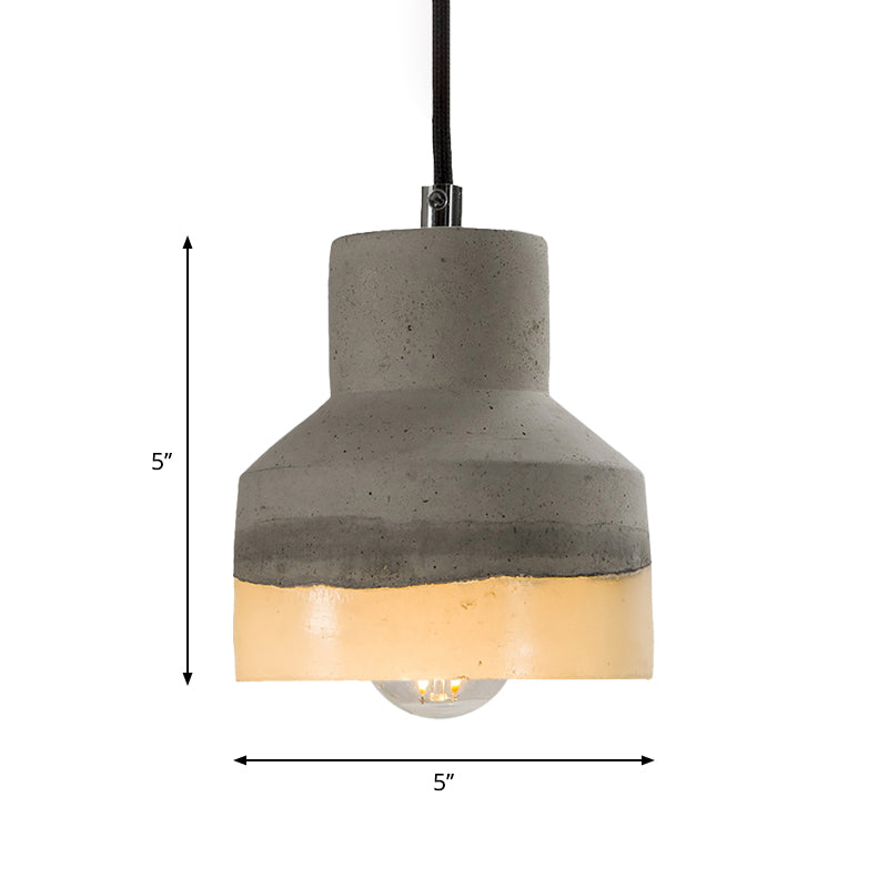 1 Head Cement Hanging Light Nordic Grey Dome/Cone/Barn Shaped Kitchen Bar Ceiling Pendant Clearhalo 'Ceiling Lights' 'Industrial Pendants' 'Industrial' 'Middle Century Pendants' 'Pendant Lights' 'Pendants' 'Tiffany' Lighting' 1981975