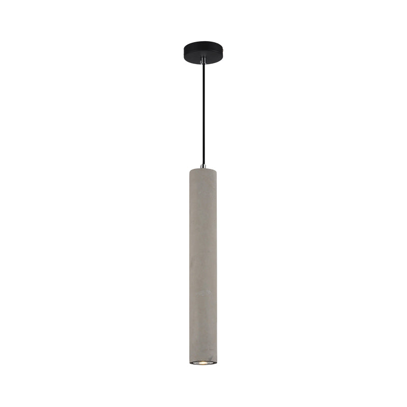 Tubular Bedside Down Lighting Pendant Cement 10.5"/19.5" Tall LED Nordic Ceiling Lamp in White/Yellow Light Clearhalo 'Ceiling Lights' 'Industrial Pendants' 'Industrial' 'Middle Century Pendants' 'Pendant Lights' 'Pendants' 'Tiffany' Lighting' 1981987
