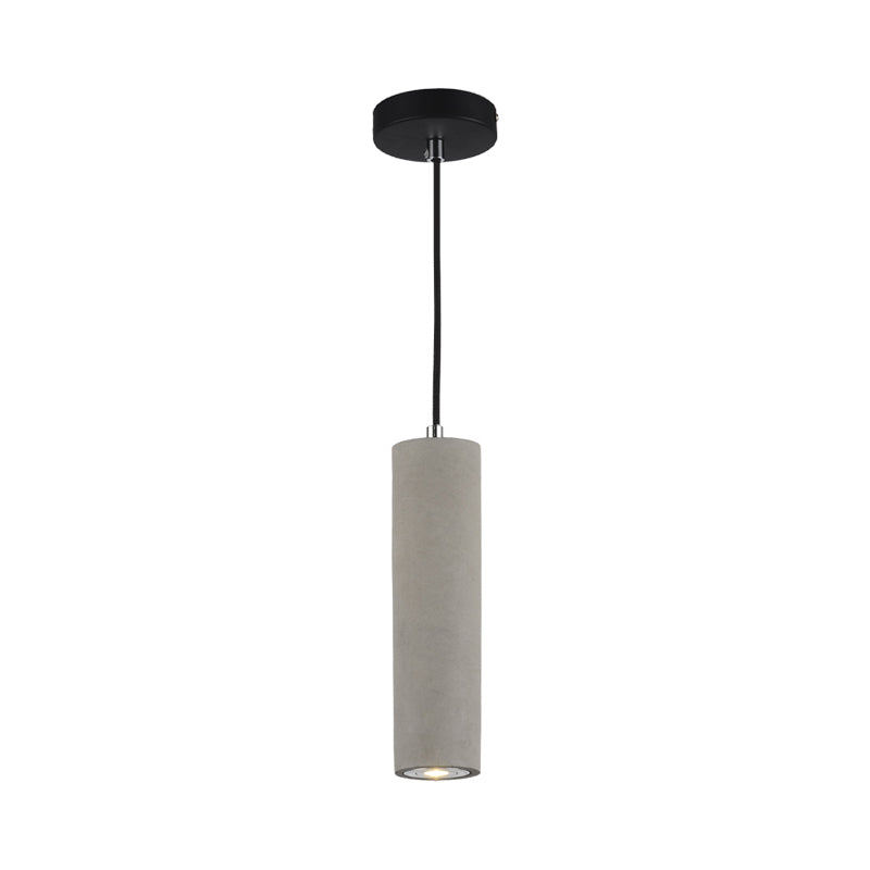 Tubular Bedside Down Lighting Pendant Cement 10.5"/19.5" Tall LED Nordic Ceiling Lamp in White/Yellow Light Clearhalo 'Ceiling Lights' 'Industrial Pendants' 'Industrial' 'Middle Century Pendants' 'Pendant Lights' 'Pendants' 'Tiffany' Lighting' 1981991