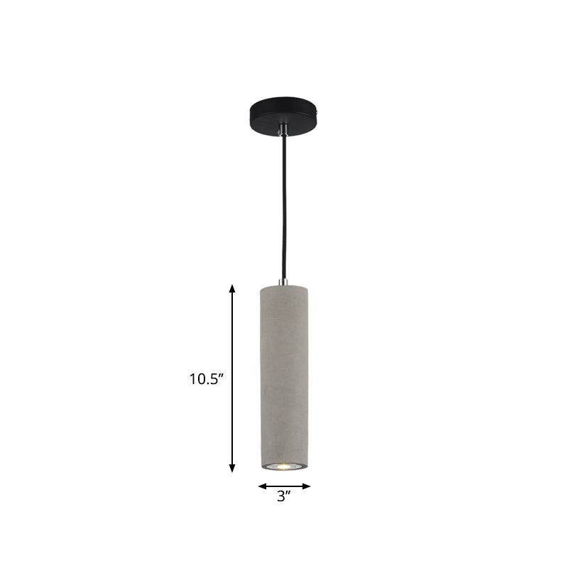 Tubular Bedside Down Lighting Pendant Cement 10.5"/19.5" Tall LED Nordic Ceiling Lamp in White/Yellow Light Clearhalo 'Ceiling Lights' 'Industrial Pendants' 'Industrial' 'Middle Century Pendants' 'Pendant Lights' 'Pendants' 'Tiffany' Lighting' 1981992