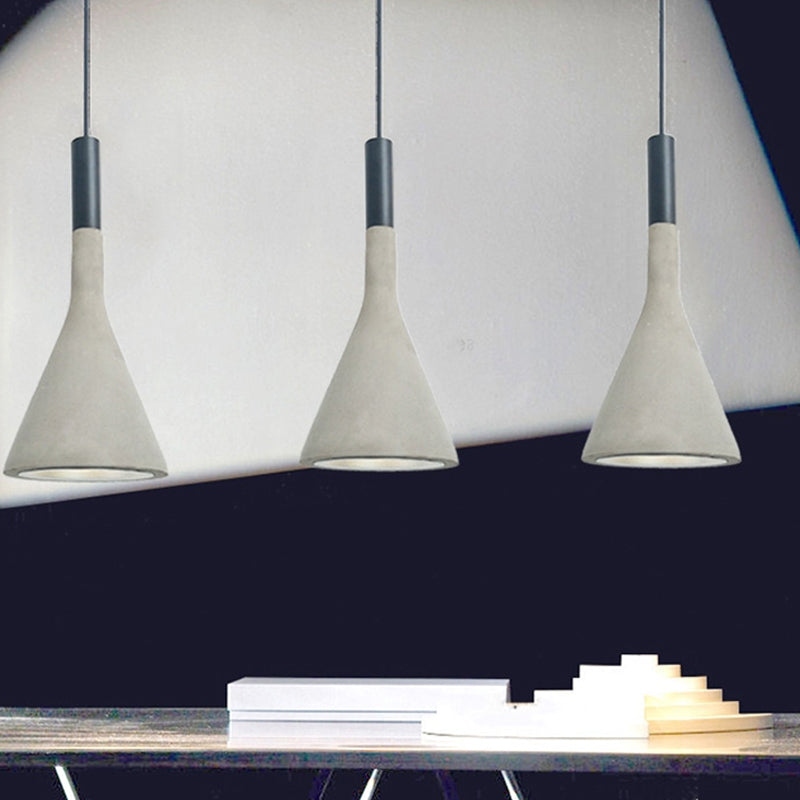 Nordic Funnel Shaped Hanging Lamp 1-Light Cement Ceiling Pendant Light in Black and Grey Grey Clearhalo 'Ceiling Lights' 'Industrial Pendants' 'Industrial' 'Middle Century Pendants' 'Pendant Lights' 'Pendants' 'Tiffany' Lighting' 1981993