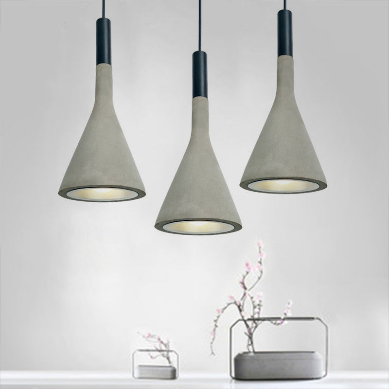 Nordic Funnel Shaped Hanging Lamp 1-Light Cement Ceiling Pendant Light in Black and Grey Clearhalo 'Ceiling Lights' 'Industrial Pendants' 'Industrial' 'Middle Century Pendants' 'Pendant Lights' 'Pendants' 'Tiffany' Lighting' 1981994