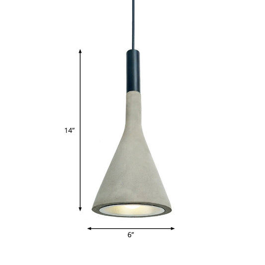Nordic Funnel Shaped Hanging Lamp 1-Light Cement Ceiling Pendant Light in Black and Grey Clearhalo 'Ceiling Lights' 'Industrial Pendants' 'Industrial' 'Middle Century Pendants' 'Pendant Lights' 'Pendants' 'Tiffany' Lighting' 1981997