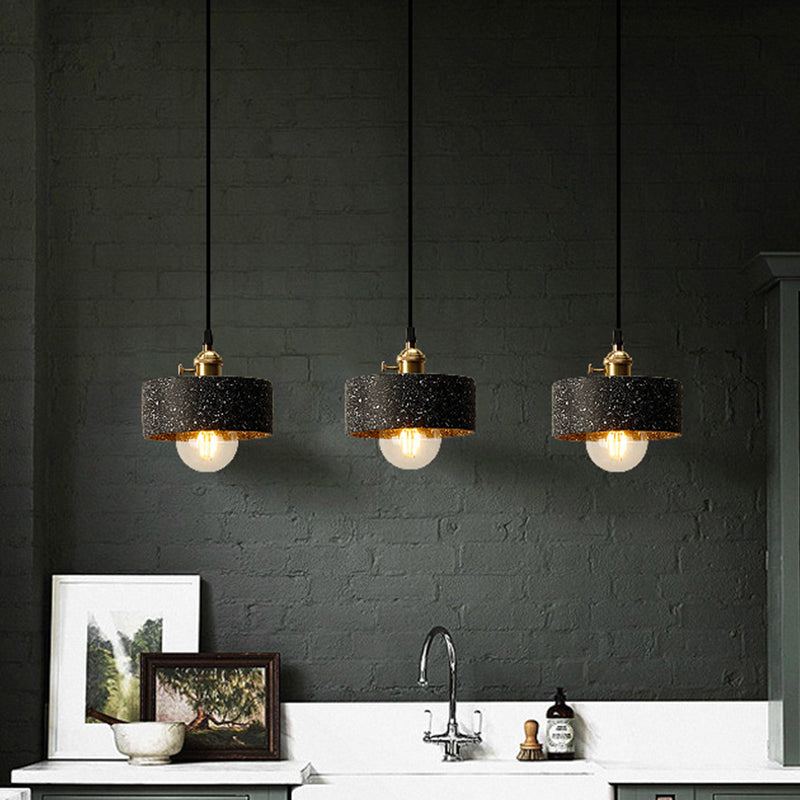 Single Bedside Drop Pendant Nordic Black/Grey Hanging Light with Tapered/Cone/Cylinder Cement Shade and Rotary Switch Clearhalo 'Ceiling Lights' 'Industrial Pendants' 'Industrial' 'Middle Century Pendants' 'Pendant Lights' 'Pendants' 'Tiffany' Lighting' 1982020
