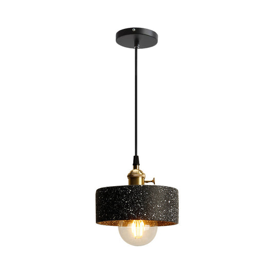 Single Bedside Drop Pendant Nordic Black/Grey Hanging Light with Tapered/Cone/Cylinder Cement Shade and Rotary Switch Clearhalo 'Ceiling Lights' 'Industrial Pendants' 'Industrial' 'Middle Century Pendants' 'Pendant Lights' 'Pendants' 'Tiffany' Lighting' 1982021