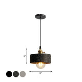 Single Bedside Drop Pendant Nordic Black/Grey Hanging Light with Tapered/Cone/Cylinder Cement Shade and Rotary Switch Clearhalo 'Ceiling Lights' 'Industrial Pendants' 'Industrial' 'Middle Century Pendants' 'Pendant Lights' 'Pendants' 'Tiffany' Lighting' 1982022
