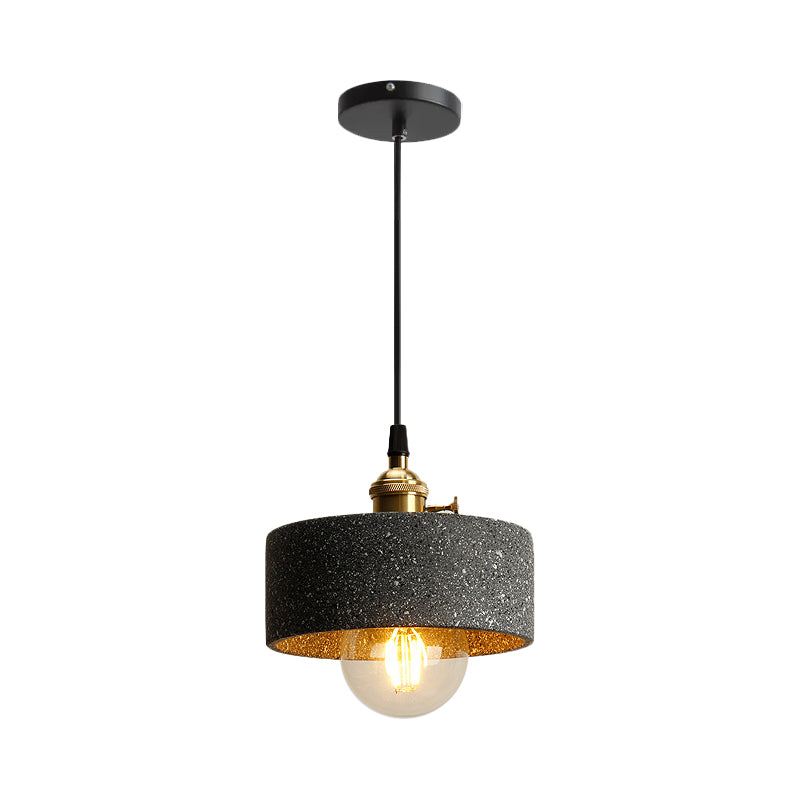 Single Bedside Drop Pendant Nordic Black/Grey Hanging Light with Tapered/Cone/Cylinder Cement Shade and Rotary Switch Dark Gray B Clearhalo 'Ceiling Lights' 'Industrial Pendants' 'Industrial' 'Middle Century Pendants' 'Pendant Lights' 'Pendants' 'Tiffany' Lighting' 1982023
