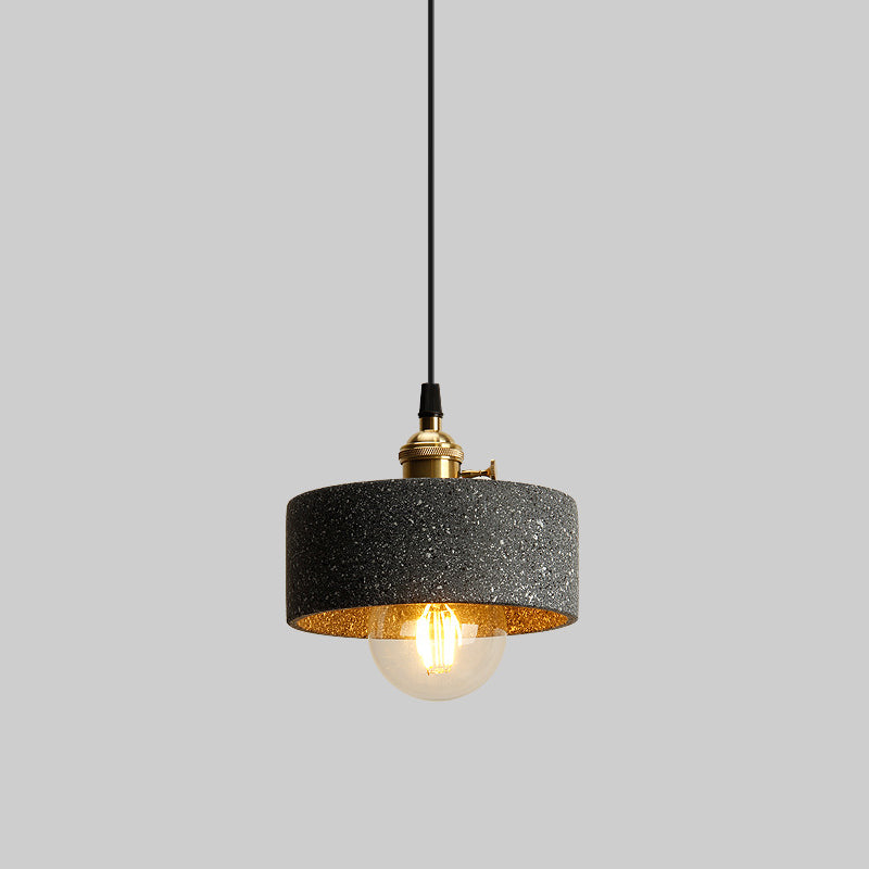 Single Bedside Drop Pendant Nordic Black/Grey Hanging Light with Tapered/Cone/Cylinder Cement Shade and Rotary Switch Clearhalo 'Ceiling Lights' 'Industrial Pendants' 'Industrial' 'Middle Century Pendants' 'Pendant Lights' 'Pendants' 'Tiffany' Lighting' 1982024