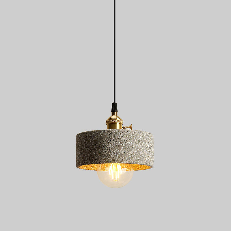 Single Bedside Drop Pendant Nordic Black/Grey Hanging Light with Tapered/Cone/Cylinder Cement Shade and Rotary Switch Clearhalo 'Ceiling Lights' 'Industrial Pendants' 'Industrial' 'Middle Century Pendants' 'Pendant Lights' 'Pendants' 'Tiffany' Lighting' 1982026