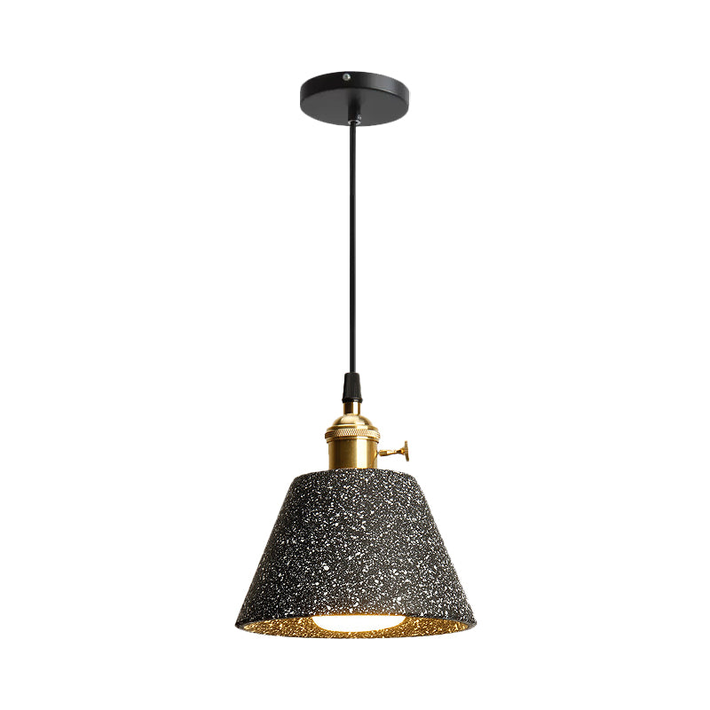 Single Bedside Drop Pendant Nordic Black/Grey Hanging Light with Tapered/Cone/Cylinder Cement Shade and Rotary Switch Black A Clearhalo 'Ceiling Lights' 'Industrial Pendants' 'Industrial' 'Middle Century Pendants' 'Pendant Lights' 'Pendants' 'Tiffany' Lighting' 1982027