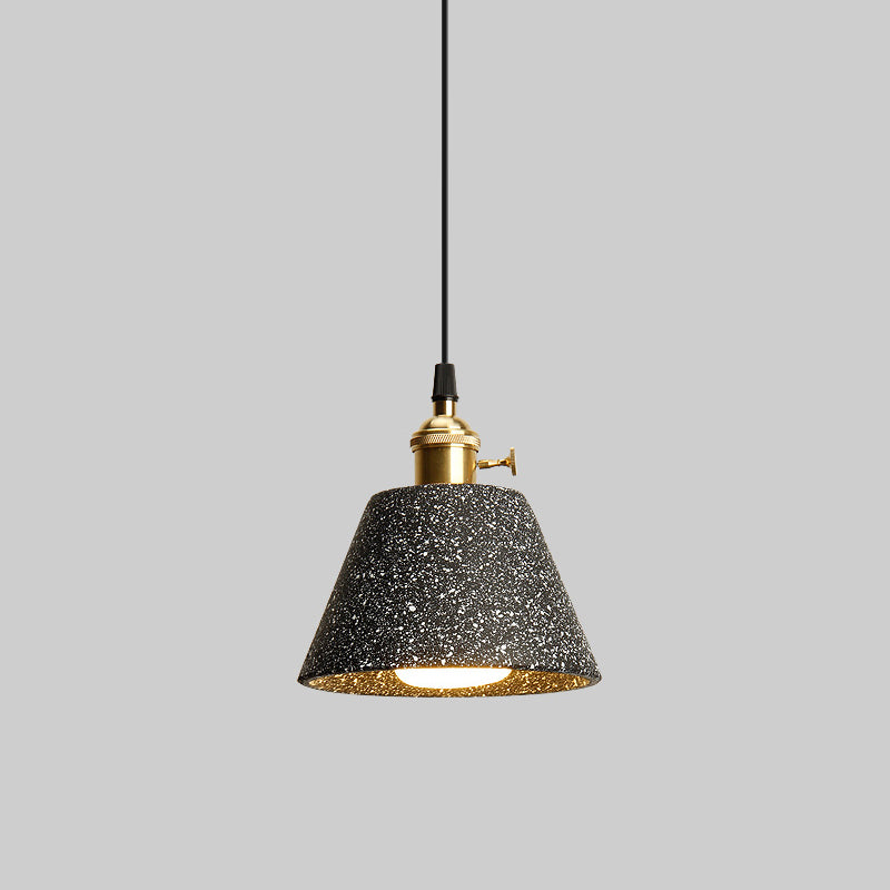 Single Bedside Drop Pendant Nordic Black/Grey Hanging Light with Tapered/Cone/Cylinder Cement Shade and Rotary Switch Clearhalo 'Ceiling Lights' 'Industrial Pendants' 'Industrial' 'Middle Century Pendants' 'Pendant Lights' 'Pendants' 'Tiffany' Lighting' 1982028