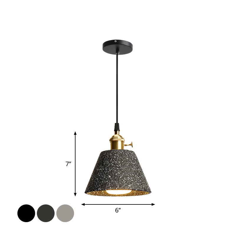 Single Bedside Drop Pendant Nordic Black/Grey Hanging Light with Tapered/Cone/Cylinder Cement Shade and Rotary Switch Clearhalo 'Ceiling Lights' 'Industrial Pendants' 'Industrial' 'Middle Century Pendants' 'Pendant Lights' 'Pendants' 'Tiffany' Lighting' 1982029