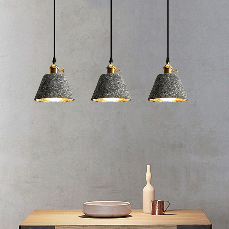 Single Bedside Drop Pendant Nordic Black/Grey Hanging Light with Tapered/Cone/Cylinder Cement Shade and Rotary Switch Dark Gray A Clearhalo 'Ceiling Lights' 'Industrial Pendants' 'Industrial' 'Middle Century Pendants' 'Pendant Lights' 'Pendants' 'Tiffany' Lighting' 1982030