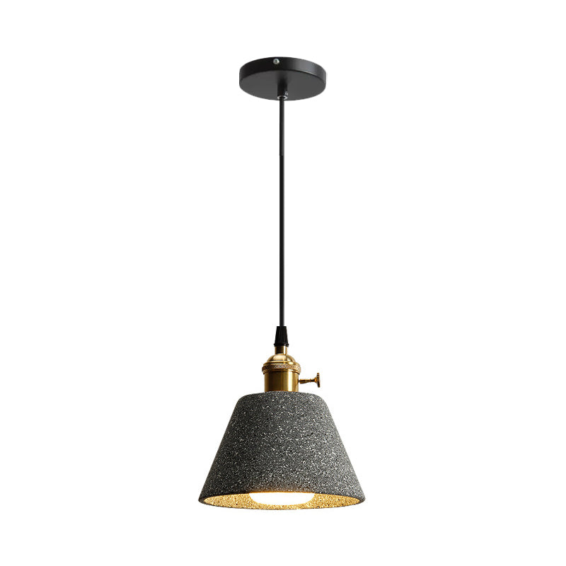 Single Bedside Drop Pendant Nordic Black/Grey Hanging Light with Tapered/Cone/Cylinder Cement Shade and Rotary Switch Clearhalo 'Ceiling Lights' 'Industrial Pendants' 'Industrial' 'Middle Century Pendants' 'Pendant Lights' 'Pendants' 'Tiffany' Lighting' 1982031