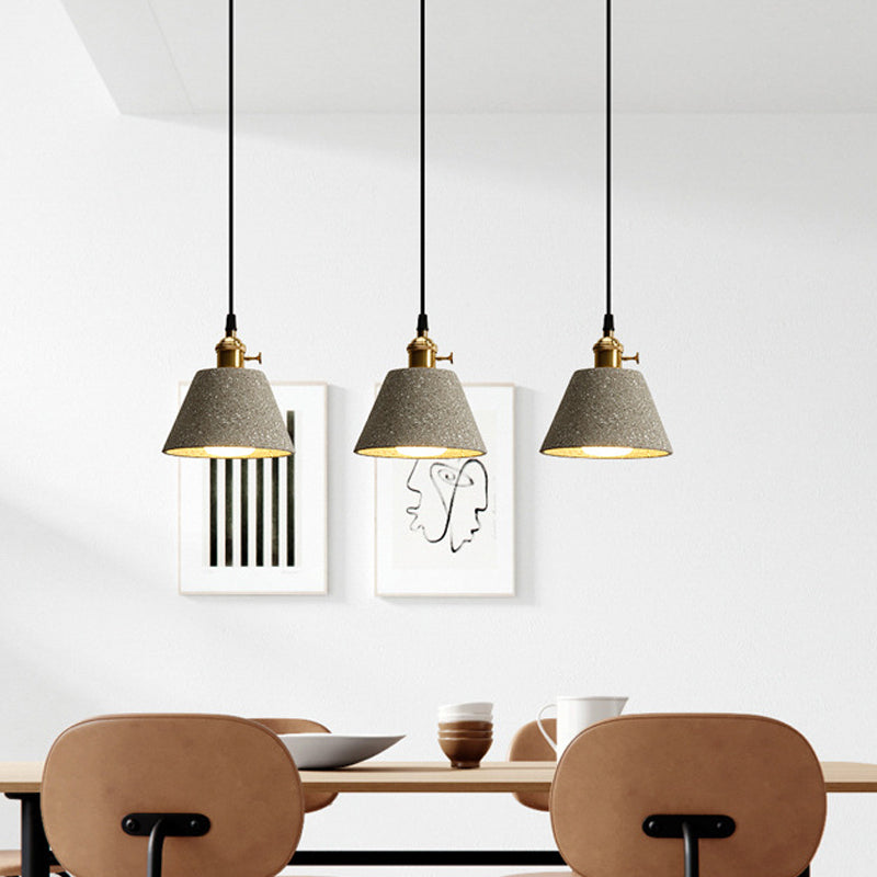Single Bedside Drop Pendant Nordic Black/Grey Hanging Light with Tapered/Cone/Cylinder Cement Shade and Rotary Switch Grey A Clearhalo 'Ceiling Lights' 'Industrial Pendants' 'Industrial' 'Middle Century Pendants' 'Pendant Lights' 'Pendants' 'Tiffany' Lighting' 1982032