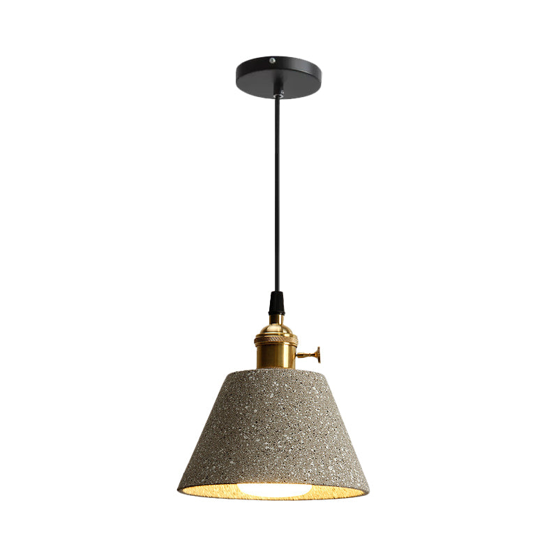Single Bedside Drop Pendant Nordic Black/Grey Hanging Light with Tapered/Cone/Cylinder Cement Shade and Rotary Switch Clearhalo 'Ceiling Lights' 'Industrial Pendants' 'Industrial' 'Middle Century Pendants' 'Pendant Lights' 'Pendants' 'Tiffany' Lighting' 1982033