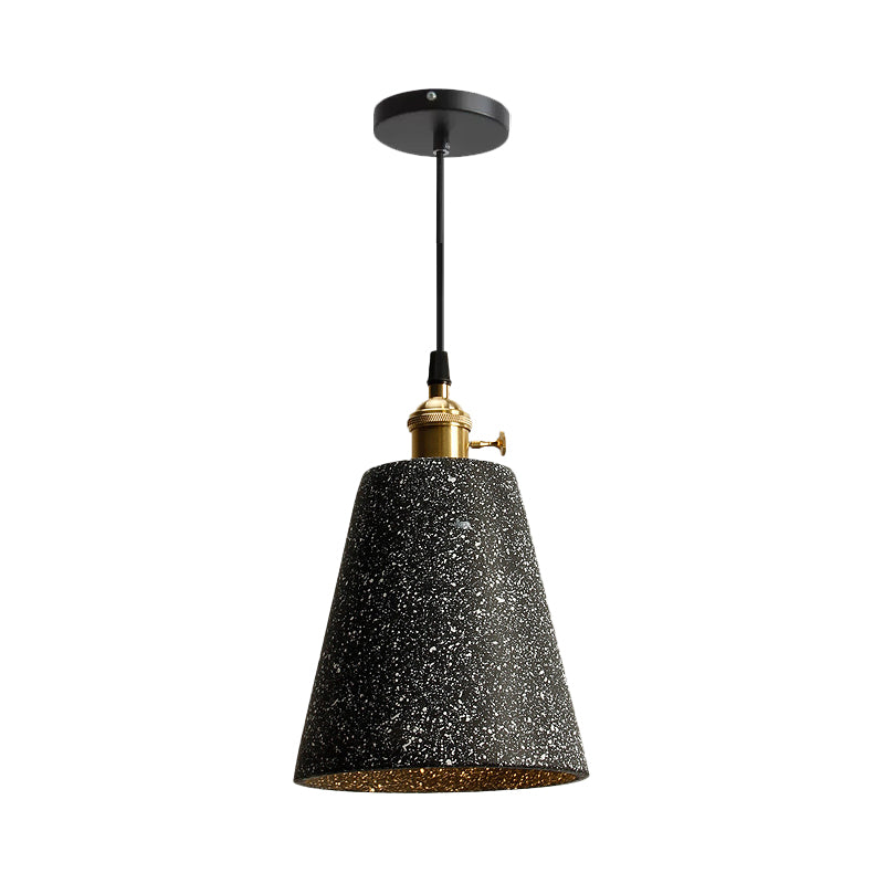 Single Bedside Drop Pendant Nordic Black/Grey Hanging Light with Tapered/Cone/Cylinder Cement Shade and Rotary Switch Black C Clearhalo 'Ceiling Lights' 'Industrial Pendants' 'Industrial' 'Middle Century Pendants' 'Pendant Lights' 'Pendants' 'Tiffany' Lighting' 1982034
