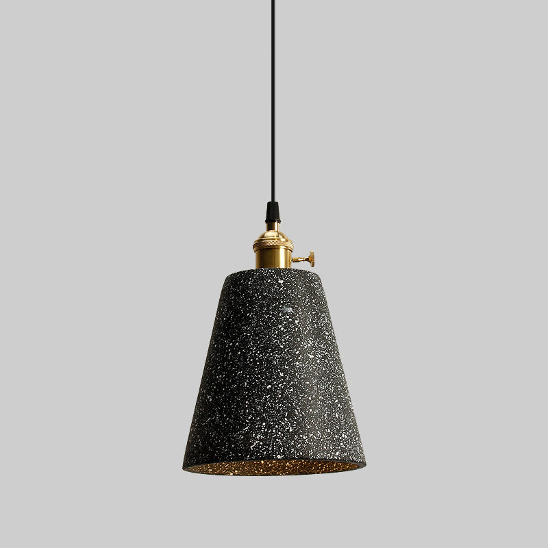 Single Bedside Drop Pendant Nordic Black/Grey Hanging Light with Tapered/Cone/Cylinder Cement Shade and Rotary Switch Clearhalo 'Ceiling Lights' 'Industrial Pendants' 'Industrial' 'Middle Century Pendants' 'Pendant Lights' 'Pendants' 'Tiffany' Lighting' 1982035
